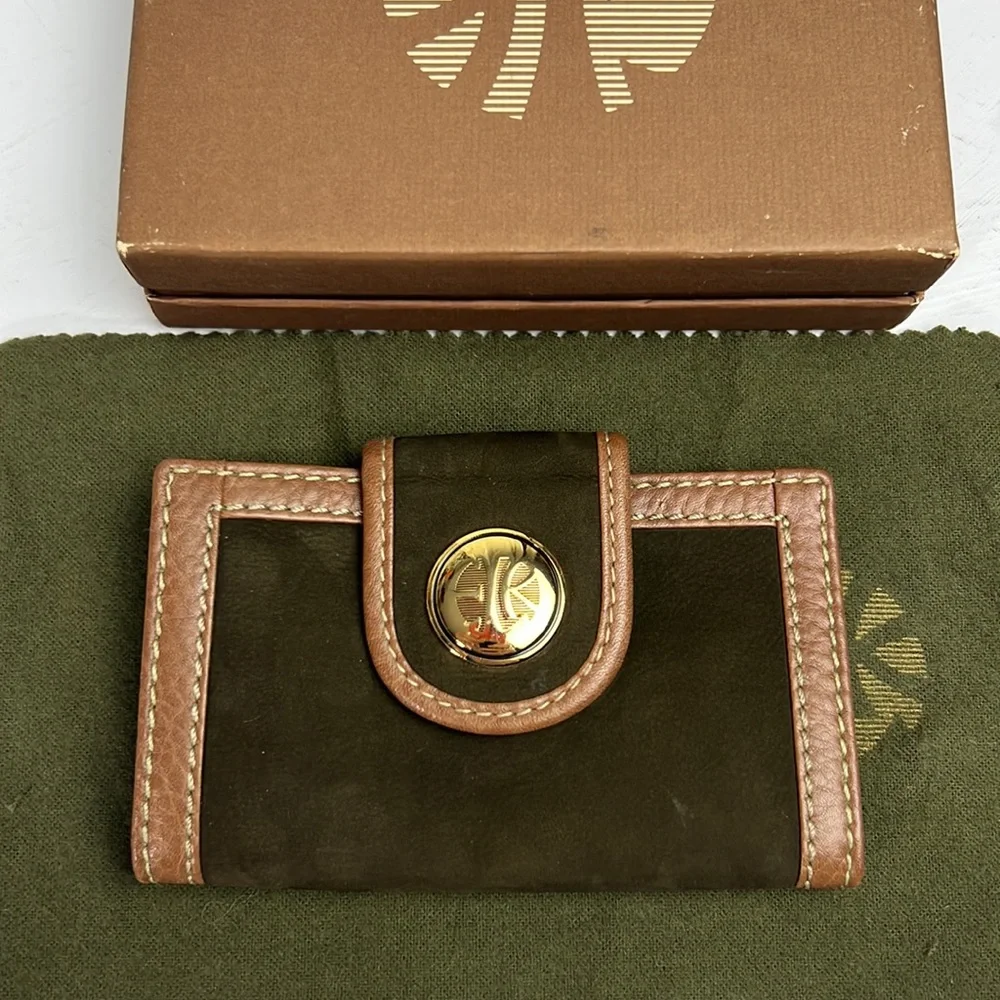 Auth. LOEWE KNAPPE Suede Leather 6 Ring Key Holder brown wallet vtg w.box unisex